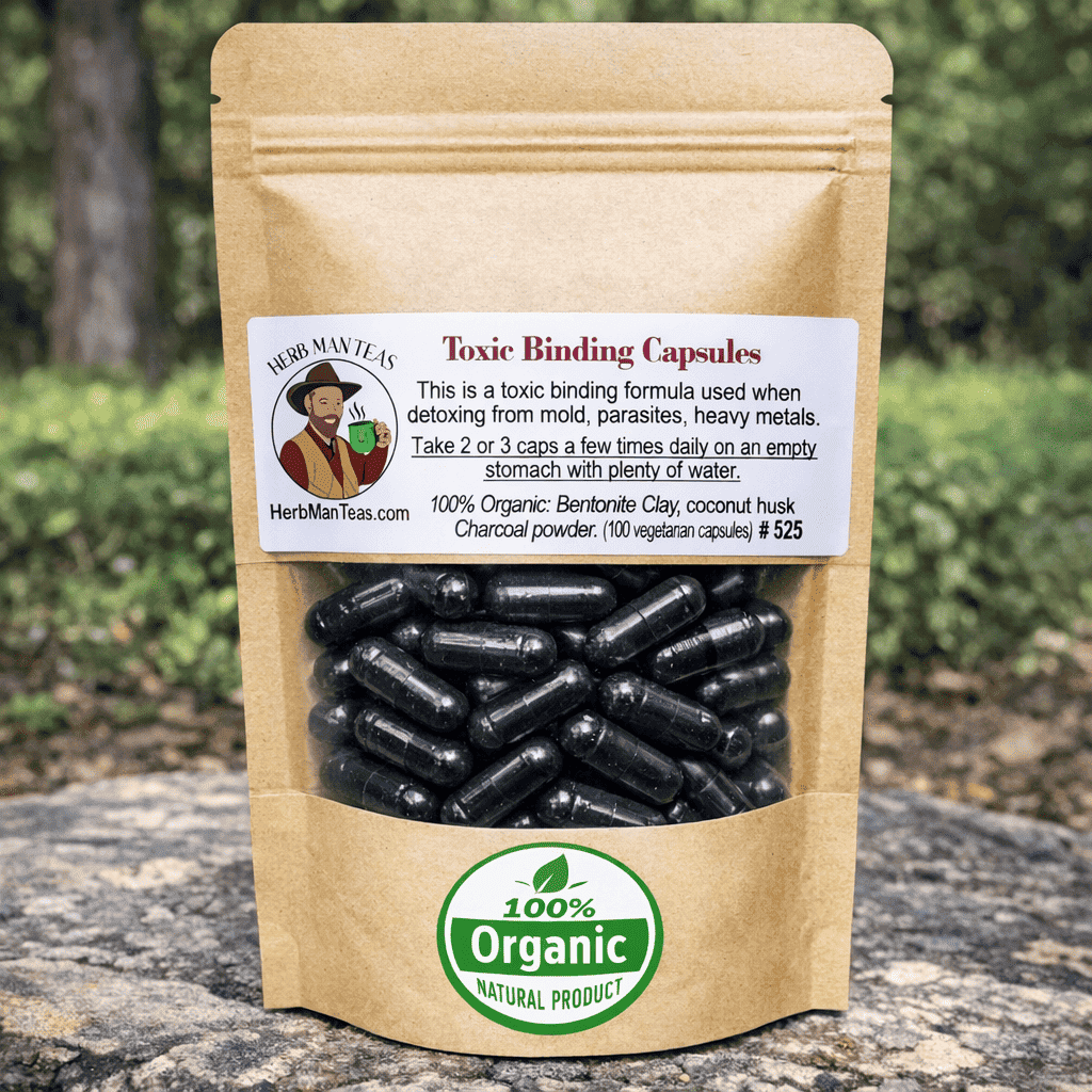 TOXIC BINDING CAPSULES for a heavy metal & mold detox - Herb Man Teas